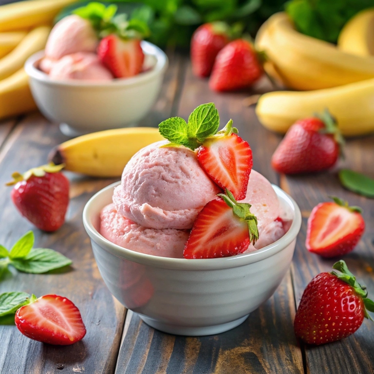 Healthy Strawberry Banana Frozen Yogurt